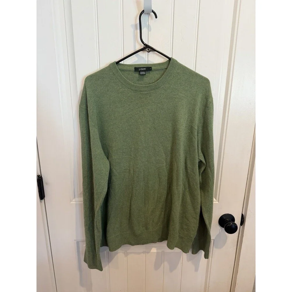 J.Crew Cotton Cashmere Crewneck Sweater Green Men’s Large Made in Japan Soft